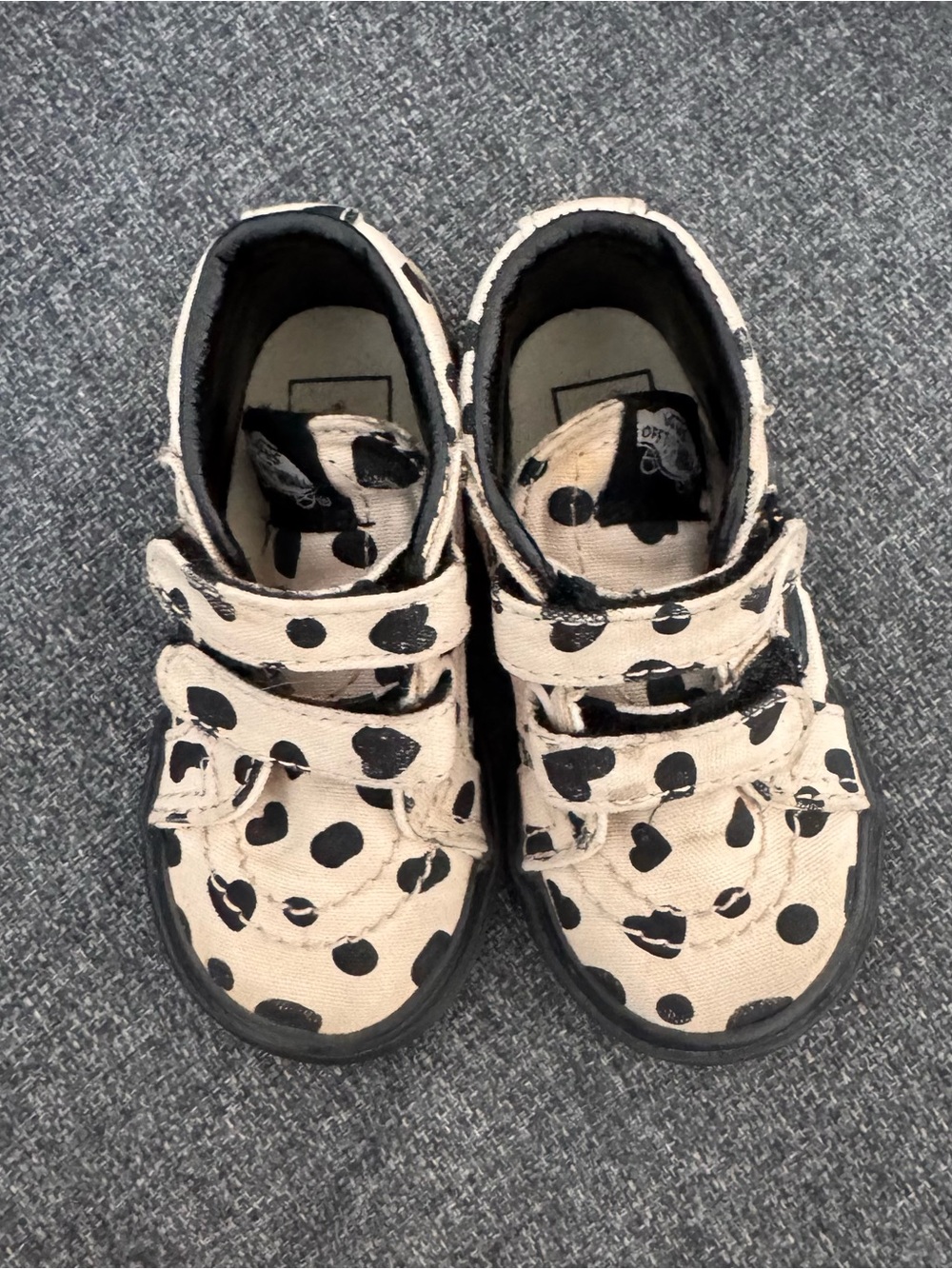 Vans Toddler Spotted Print Velcro Sneakers - Cream & Black